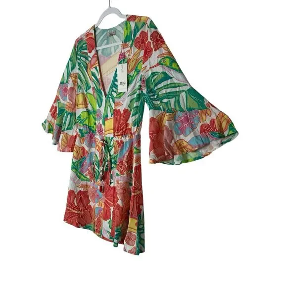 Maaji Joy Kaftan Cover Up Womens Small Sky Garden Beach Tropical‎ Outdoor New - Picture 5 of 13